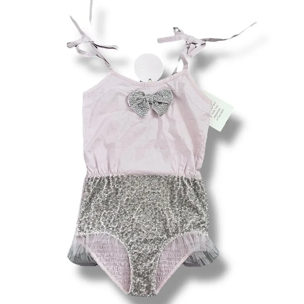 NWT! Tutu du Monde Statement Sequin Tulle Roamer One piece Romper in Chai Sz 8-9
